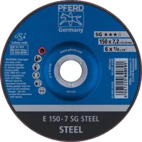 PFERD Schruppscheibe E 150x7,2x22,23 mm Leistungslinie SG STEEL für Stahl