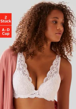 PETITE FLEUR Push-up-BH Damen weiß+schwarz Gr.85D