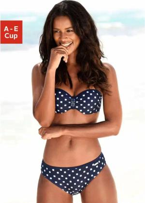 LASCANA Bügel-Bandeau-Bikini Damen marine-weiß Gr.36 Cup D
