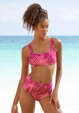 LASCANA ACTIVE Bustier-Bikini-Top Damen bordeaux-bedruckt Gr.34 Cup A/B