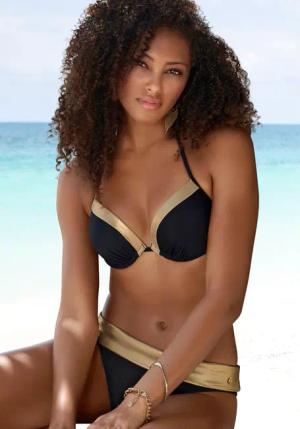 LASCANA Bikini-Hose Damen schwarz-goldfarben Gr.38