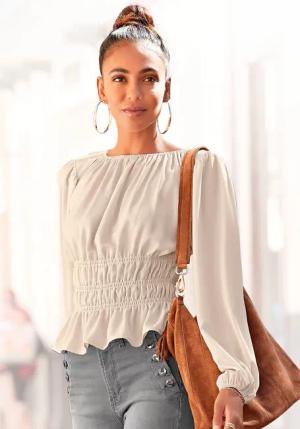 LASCANA Langarmbluse Damen creme Gr.36