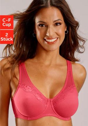 PETITE FLEUR Minimizer-BH Damen himbeere + weiß Gr.85F