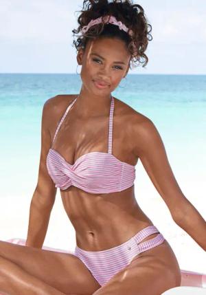 S.OLIVER Bügel-Bandeau-Bikini Damen rosé-weiß Gr.40 Cup D