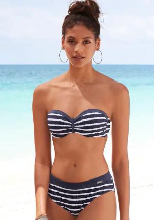 LASCANA Bügel-Bandeau-Bikini Damen marine-weiß Gr.38 Cup A