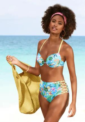 VENICE BEACH Push-Up-Bikini-Top Damen blau-bedruckt Gr.40 Cup C