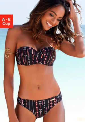 BUFFALO Bügel-Bandeau-Bikini Damen schwarz-bedruckt Gr.38 Cup B