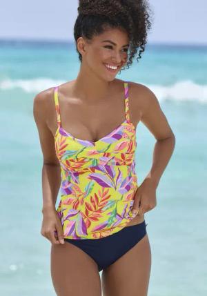 S.OLIVER Bügel-Tankini-Top Damen gelb-bedruckt Gr.44 Cup D