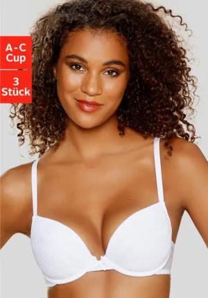 PETITE FLEUR Push-up-BH Damen 2xweiß+1xschwarz Gr.70C