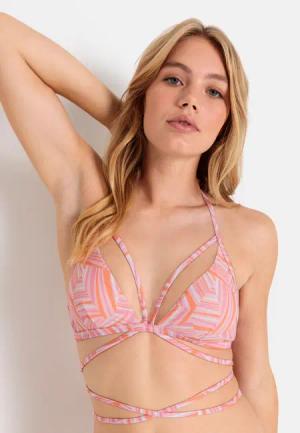 LSCN BY LASCANA Triangel-Bikini-Top Damen rosa bedruckt Gr.38 Cup C/D