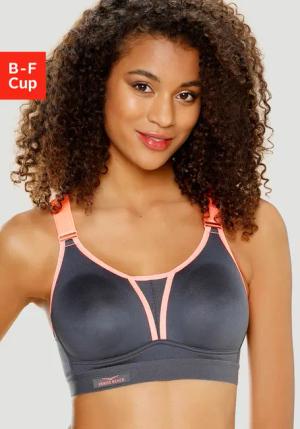 VENICE BEACH Sport-BH Damen anthrazit-koralle Gr.100B