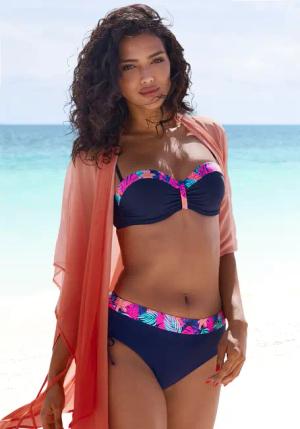 LASCANA Bikini-Hose Damen navy-pink bedruckt Gr.38