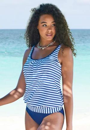 VENICE BEACH Oversize-Tankini-Top Damen weiß-marine-gestreift Gr.48