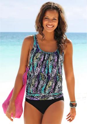 LASCANA Oversize-Tankini Damen schwarz-bedruckt Gr.50