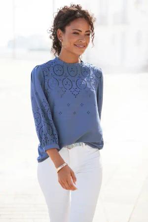 LASCANA Schlupfbluse Damen blau Gr.42