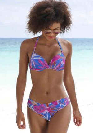 BUFFALO Bikini-Hose Damen blau-pink bedruckt Gr.38