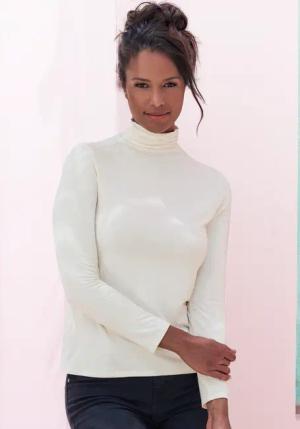 LASCANA Stehkragenshirt Damen creme Gr.44/46