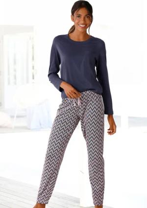 VIVANCE DREAMS Damen Pyjama dunkelblau-gemustert Gr.32/34