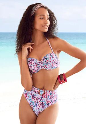 S.OLIVER Highwaist-Bikini-Hose Damen lila-bedruckt Gr.36