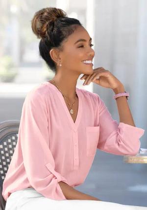 LASCANA Schlupfbluse Damen rosa Gr.46