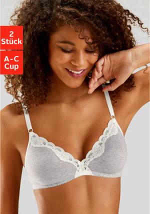 PETITE FLEUR Bralette-BH Damen hellgrau-meliert+ weiß Gr.80C