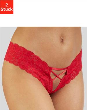 PETITE FLEUR GOLD Panty-Ouvert Damen schwarz+rot Gr.48/50