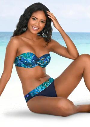 LASCANA Bügel-Bandeau-Bikini Damen blau-bedruckt Gr.40 Cup B