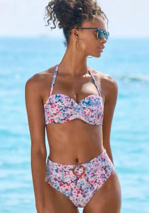 S.OLIVER Bügel-Bandeau-Bikini-Top Damen lila-bedruckt Gr.40 Cup A
