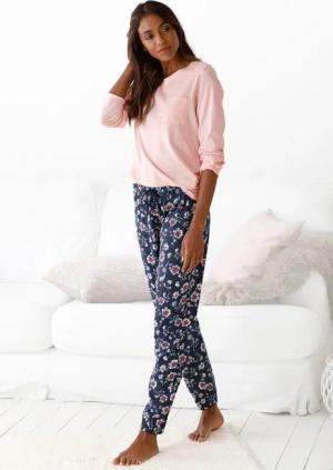 VIVANCE DREAMS Damen Pyjama hellrosa-geblümt Gr.36/38