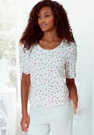 S.OLIVER Damen Pyjamaoberteil weiß-geblümt Gr.44