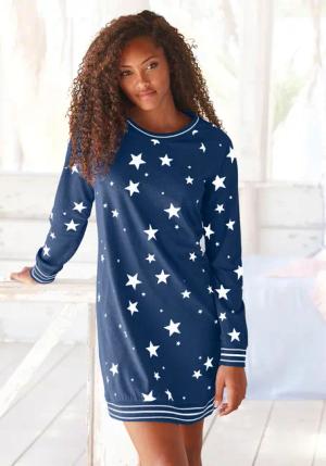 VIVANCE DREAMS Damen Sleepshirt dunkelblau-gemustert Gr.40/42