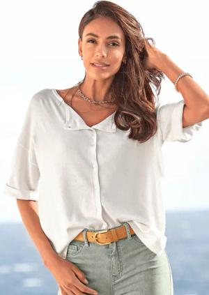 VIVANCE Kurzarmpullover Damen weiß Gr.40/42