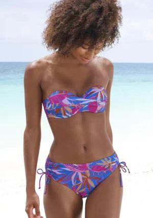 BUFFALO Bügel-Bandeau-Bikini-Top Damen blau-pink bedruckt Gr.38 Cup E