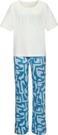 S.OLIVER Damen Pyjama hellblau-dunkelblau gemustert Gr.44/46