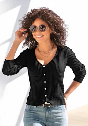 LASCANA V-Ausschnitt-Pullover Damen schwarz Gr.36/38