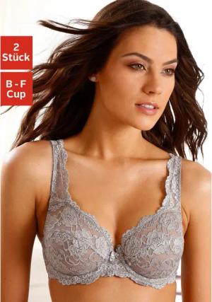 PETITE FLEUR Bügel-BH Damen steingrau+weiß Gr.95F