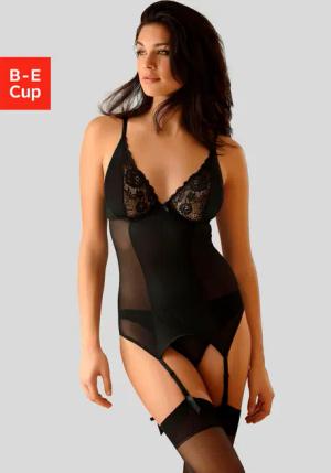 PETITE FLEUR GOLD Set: Corsage Damen schwarz Gr.80 Cup B