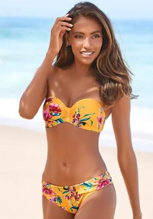 SUNSEEKER Bügel-Bandeau-Bikini-Top Damen gelb-bedruckt Gr.34 Cup A