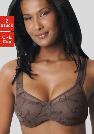 PETITE FLEUR Minimizer-BH Damen mocha-mousse+weiß Gr.100D