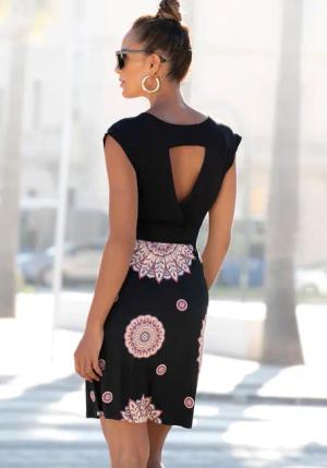 BEACHTIME Sommerkleid Damen schwarz-bedruckt Gr.38