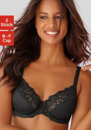 PETITE FLEUR Bügel-BH Damen schwarz+weiß Gr.105D