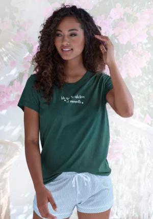 S.OLIVER Damen Pyjamaoberteil dunkelgrün Gr.36/38