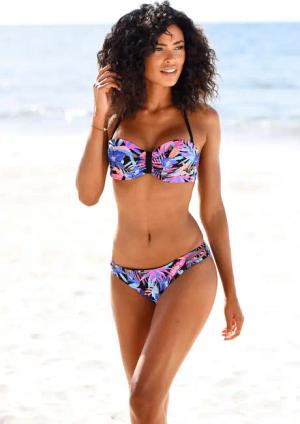 BENCH. Bandeau-Bikini-Top Damen schwarz-bedruckt Gr.44 Cup E