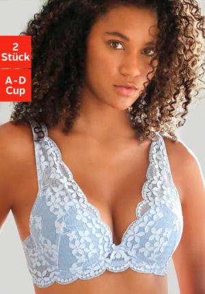 PETITE FLEUR Push-up-BH Damen himmelblau+creme Gr.80B