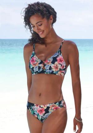 LASCANA Triangel-Bikini-Top Damen schwarz bedruckt Gr.42 Cup C/D