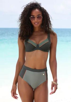 LASCANA Highwaist-Bikini-Hose Damen oliv Gr.36