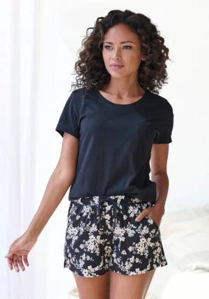 VIVANCE DREAMS Damen Pyjama schwarz weiß geblümt Gr.44/46