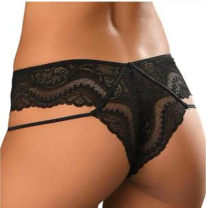 PETITE FLEUR GOLD Tanga Damen schwarz Gr.40/42