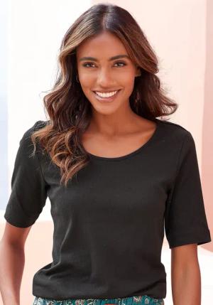 LASCANA Damen Pyjamaoberteil schwarz Gr.40/42