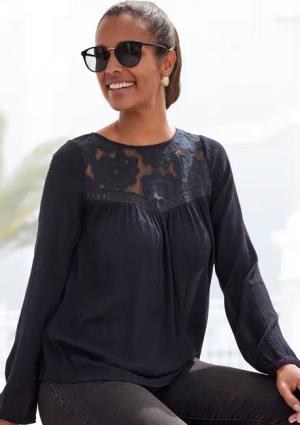 BUFFALO Spitzenbluse Damen schwarz Gr.36